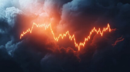 Financial Growth Chart Amidst Dramatic Clouds