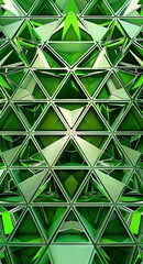 A green background with a white triangular pattern