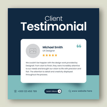 Customer feedback testimonial social media post web banner template	