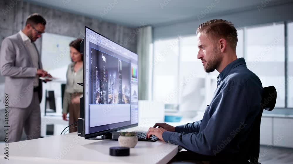 Poster Video Editor Or Designer Using Editing Software Tech