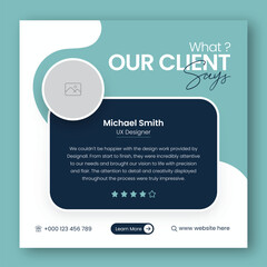 Customer feedback testimonial social media post web banner template	