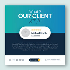 Customer feedback testimonial social media post web banner template	