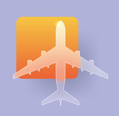 Simple glass morphism commercial plane icon. Aviation vector symbol