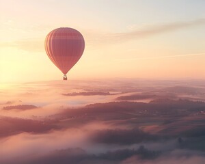 Fototapeta premium Soaring Into Freedom A Hot Air Balloon s Majestic Ascent at Sunrise