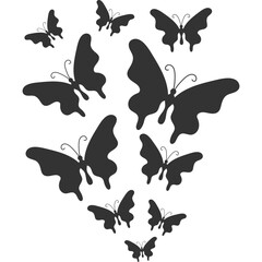 Butterfly Swarm Silhouette
