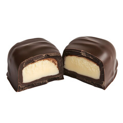 Sweet Dark Chocolate Candies isolated on transparent background Generative Ai.