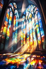 Naklejka premium Stained Glass Window with Sunlight.