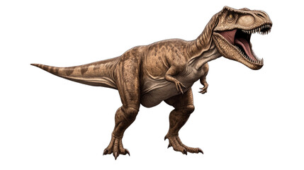 Fototapeta premium Tyrannosaurus rex isolated on a white background in a 3D illustration, showcasing this gigantic carnivorous dinosaur from the prehistoric era