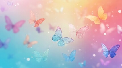 Delicate Colorful Butterflies on Vibrant Background