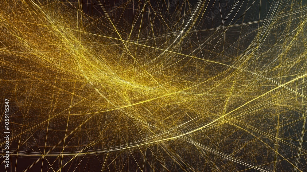 Fototapete gradient golden-yellow background featuring thin, intersecting lines and abstract triangles, with a 
