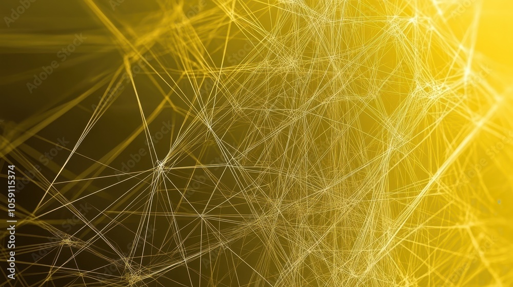 Fototapete gradient golden-yellow background featuring thin, intersecting lines and abstract triangles, with a 