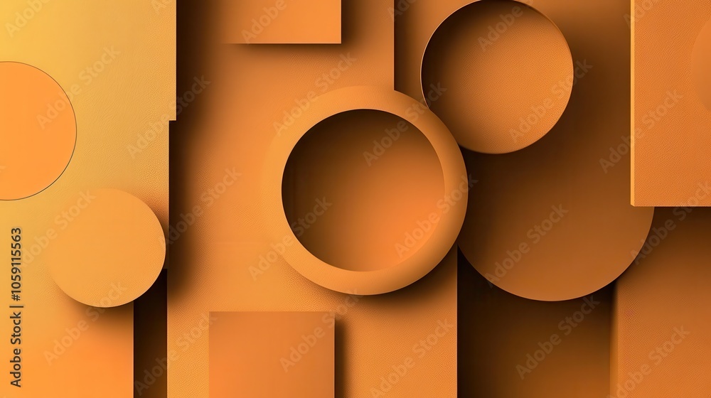 Poster Soft yellow-to-gold gradient with circular and rectangular shapes lightly arranged on the edges, providing an open center for text
