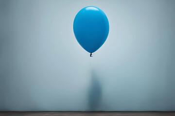 Blue Balloon on a Blue Background, Emphasizing Simplicity and Serenity, blue monday concept