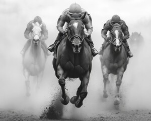 Fototapeta premium Powerful Racehorses Breaking from the Gate