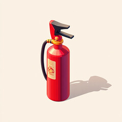 Obraz premium Icon of a fire extinguisher on a white background in an isometric view with a minimalistic design and red color theme. 