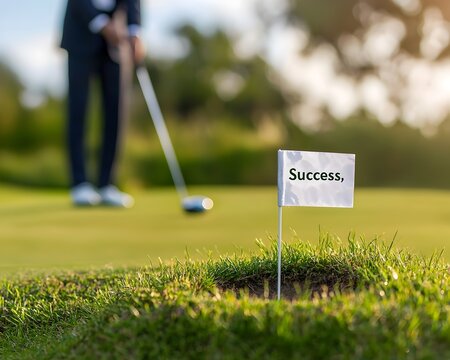 Businessman Aims for Success on the Golf Course with Precision