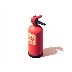 Obraz premium Icon of a fire extinguisher on a white background in an isometric view with a minimalistic design and red color theme. 