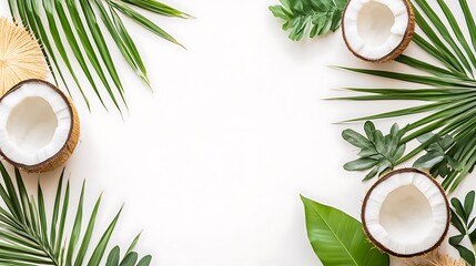 Tropical Summer Background with Coconut Plain Textured Background for Web Design and Copy