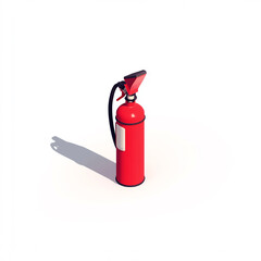 Obraz premium Icon of a fire extinguisher on a white background in an isometric view with a minimalistic design and red color theme. 