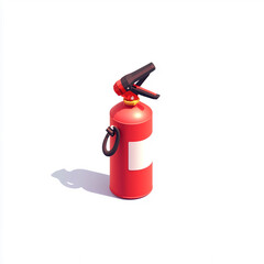 Obraz premium Icon of a fire extinguisher on a white background in an isometric view with a minimalistic design and red color theme. 