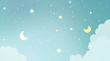 Light and Airy Cartoon Stars and Moons Background