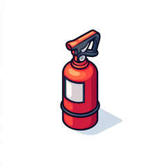 Obraz premium Icon of a fire extinguisher on a white background in an isometric view with a minimalistic design and red color theme. 