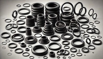 Assortment of Black Rubber O Rings Gaskets Seals Industrial Parts