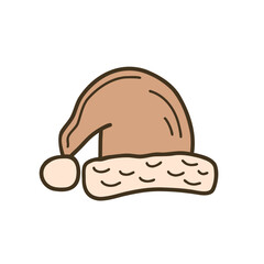 Flat style festive santa hat with pom pom, suitable for winter holidays and seasonal mood.