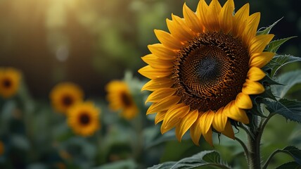 Fototapeta premium Bright Sunflower in Vibrant Nature Setting