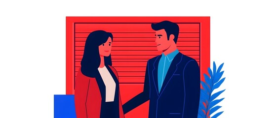 Fototapeta premium Business Professional Guiding and Orienting New Team Member Around the Office A Friendly Act to Welcome and Support Their Onboarding and Career Growth