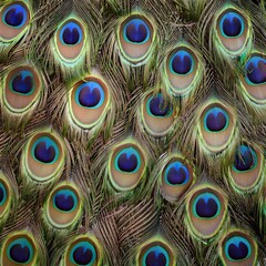 Obraz premium Peacock feather pattern with iridescent blue and green colors