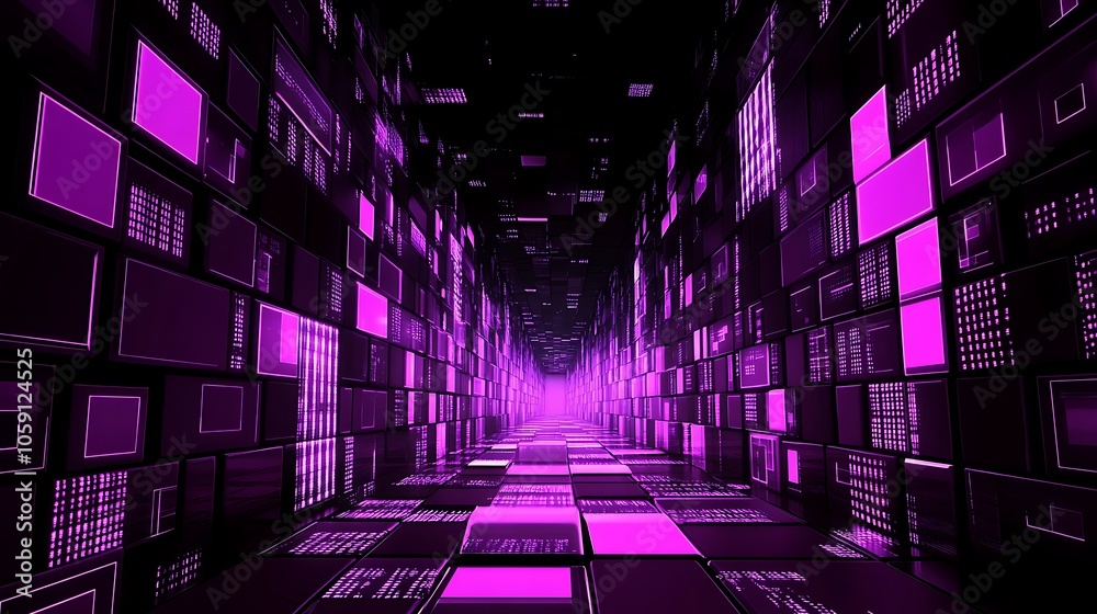 Poster purple neon tunnel abstract background abstract gradient background with copy space