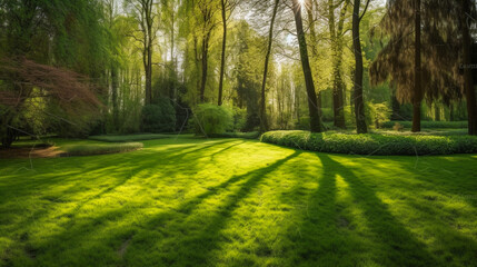 Fototapeta premium Smooth Carpet of Verdant Grass. Expansive Green Serenity Landscape