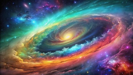 Fototapeta premium A Colorful Pastel Rainbow Galaxy Image Suitable for Backgrounds, Art, and Digital Projects Depicting an Otherworldly Atmosphere