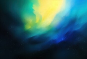 Fototapeta premium Vibrant Green-Blue Gradient with Soft Yellow Highlights and Ethereal Glow