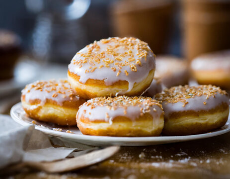 Polskie pączki z lukrem i powidłami Tłusty Czwartek
