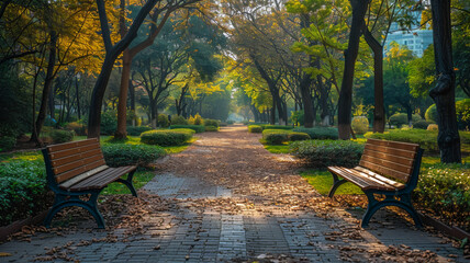 A Panoramic View of a Beautiful City Park