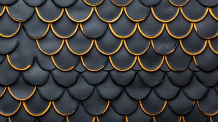 Fototapeta premium Close-up of textured black and orange scales, creating a striking pattern and unique visual appeal.