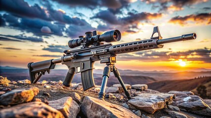 Fototapeta premium High-Resolution Close-Up of an Assault Rifle Showcasing Intricate Details for Military and Firearms Education