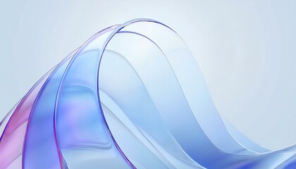 Flowing gradient transparent multilayer glass background, 3d rendering.