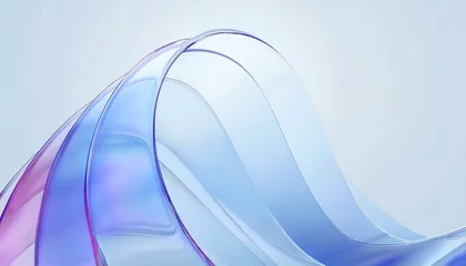 Fotobehang Flowing gradient transparent multilayer glass background, 3d rendering. © MDMAJARUL