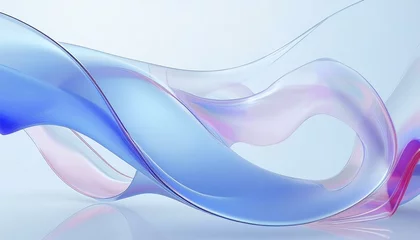 Fotobehang Fractal waves Flowing gradient transparent multilayer glass background, 3d rendering.  © MDMAJARUL