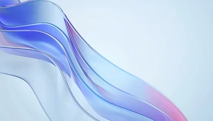 Flowing gradient transparent multilayer glass background, 3d rendering.