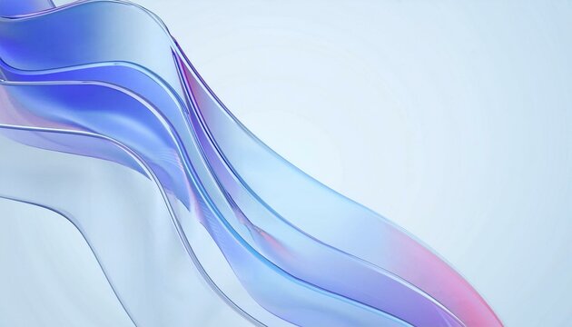 Flowing gradient transparent multilayer glass background, 3d rendering.
