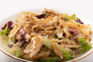 白舞茸のサラダ　ピーナッツ味噌ドレッシング