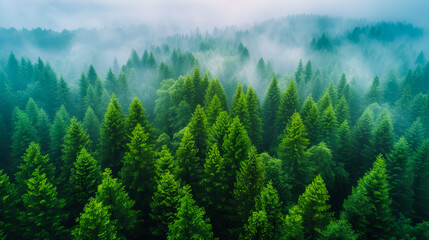 Fototapeta premium Aerial View of Summer Forest Landscape. Woodland Serenity. Top of the World