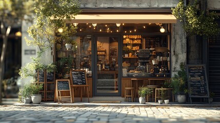Contemporary Coffee Shop with Minimalist Design and Cozy Atmosphere