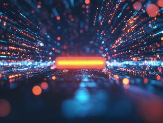 Glowing Data Streams Filling a Progress Bar in a High Tech Environment