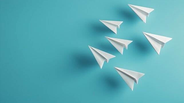 Paper Airplanes Progress Bar Flying in Sequence Towards Goal Completion