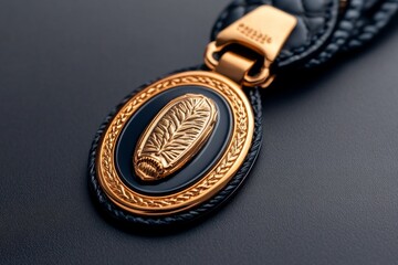 Detailed image of a corporate badge with embossed text and lanyard, capturing the polished, professional design for high-level identification, symbolizing identity and sophistication